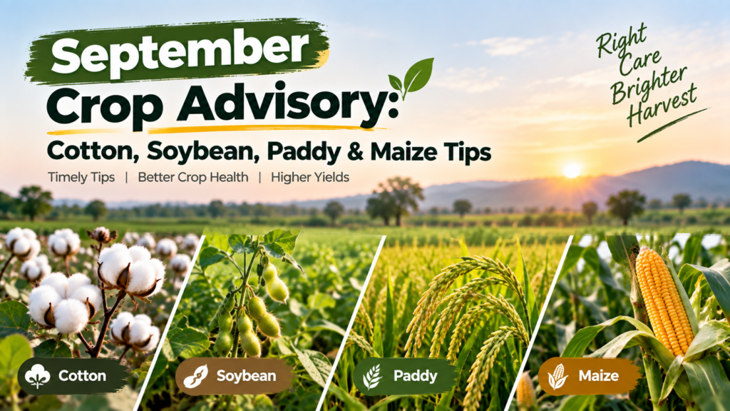 September Crop Advisory Cotton Soybean Paddy Maize Tips